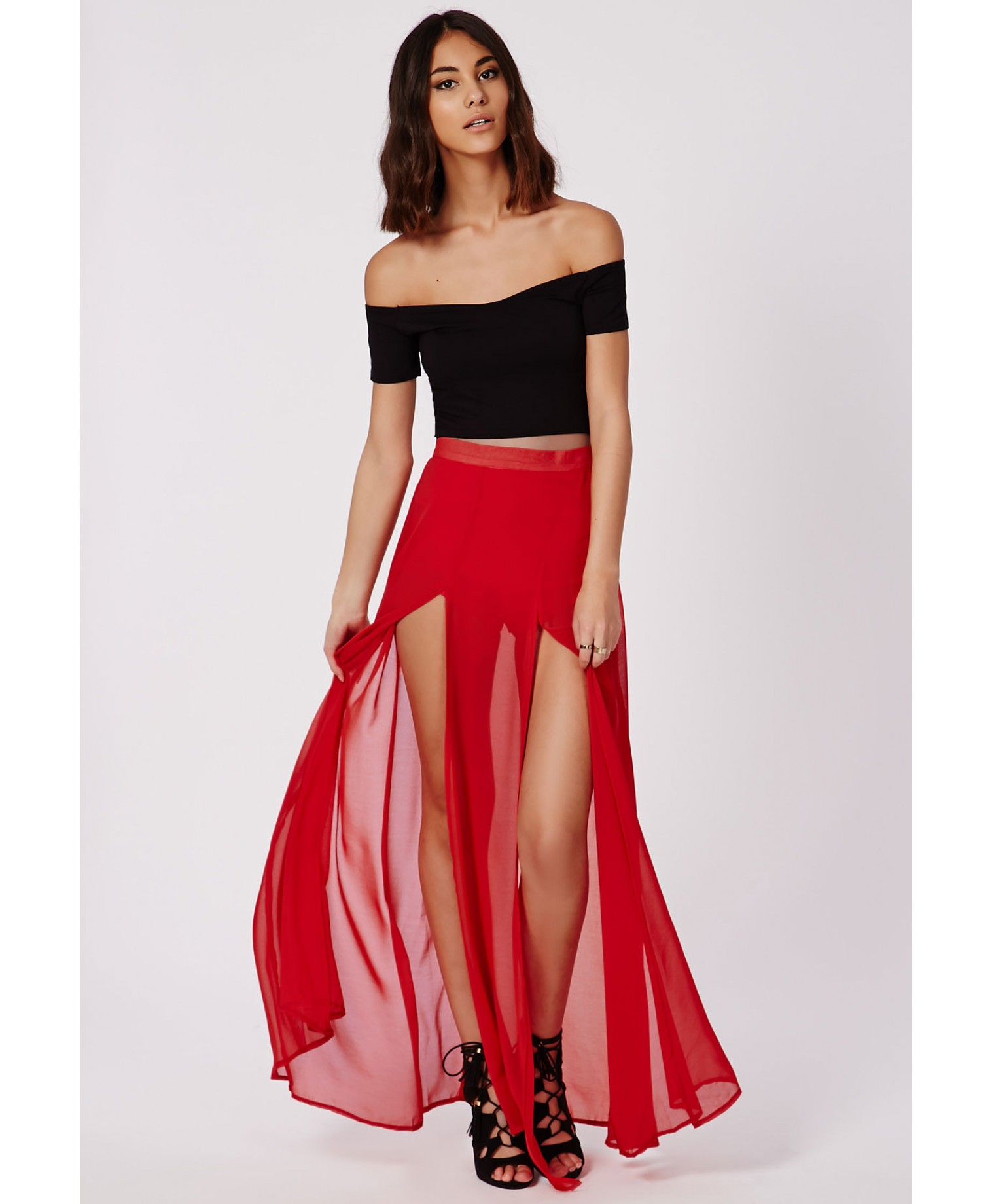 Maxi chiffon skirt with split photo Maxi chiffon skirt with split photos