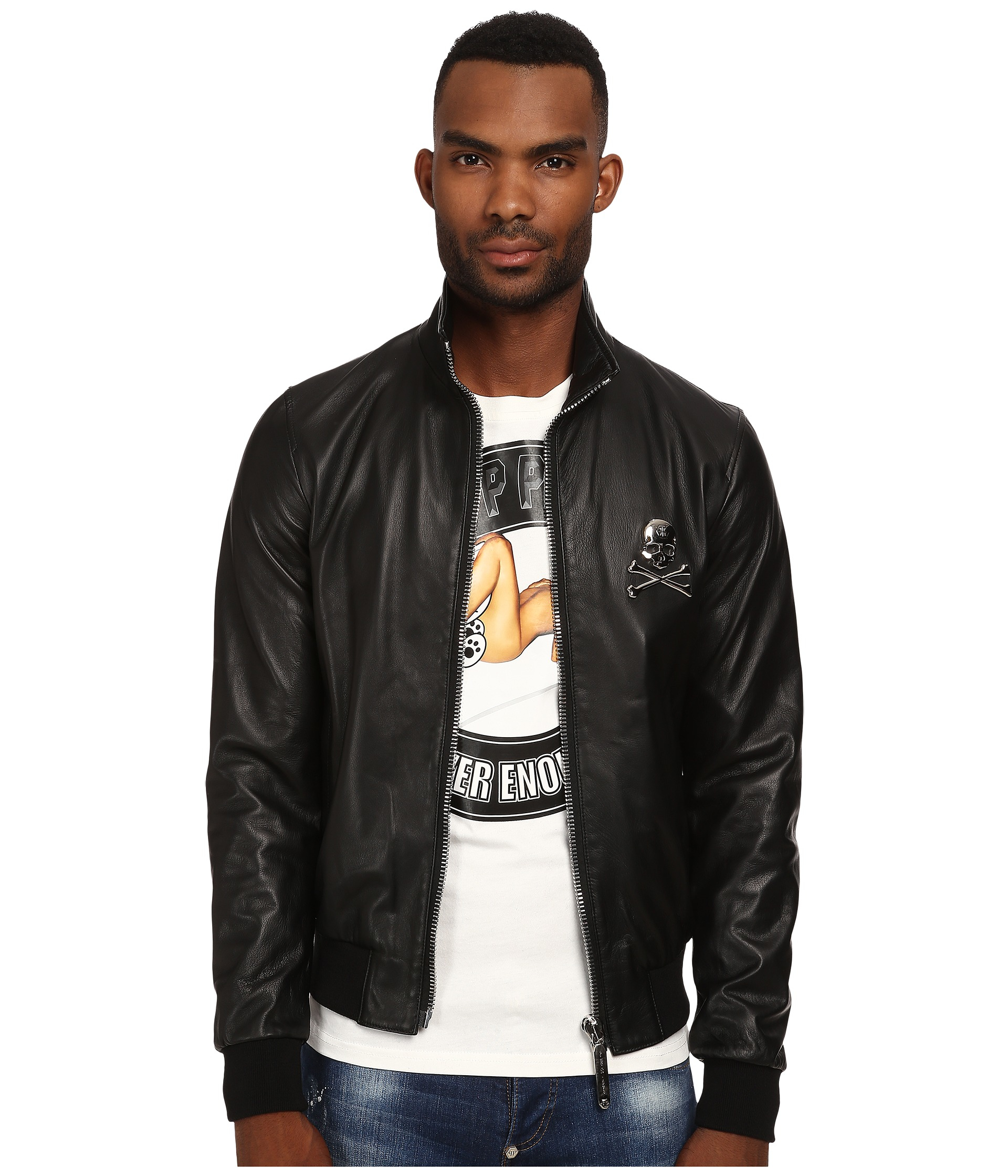 Lyst - Philipp Plein Stone Leather Jacket in Black for Men