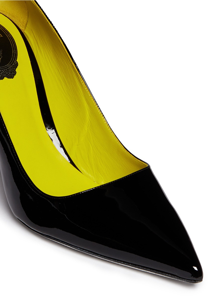 Lyst Rene Caovilla Point Toe Patent Leather Pumps in Yellow