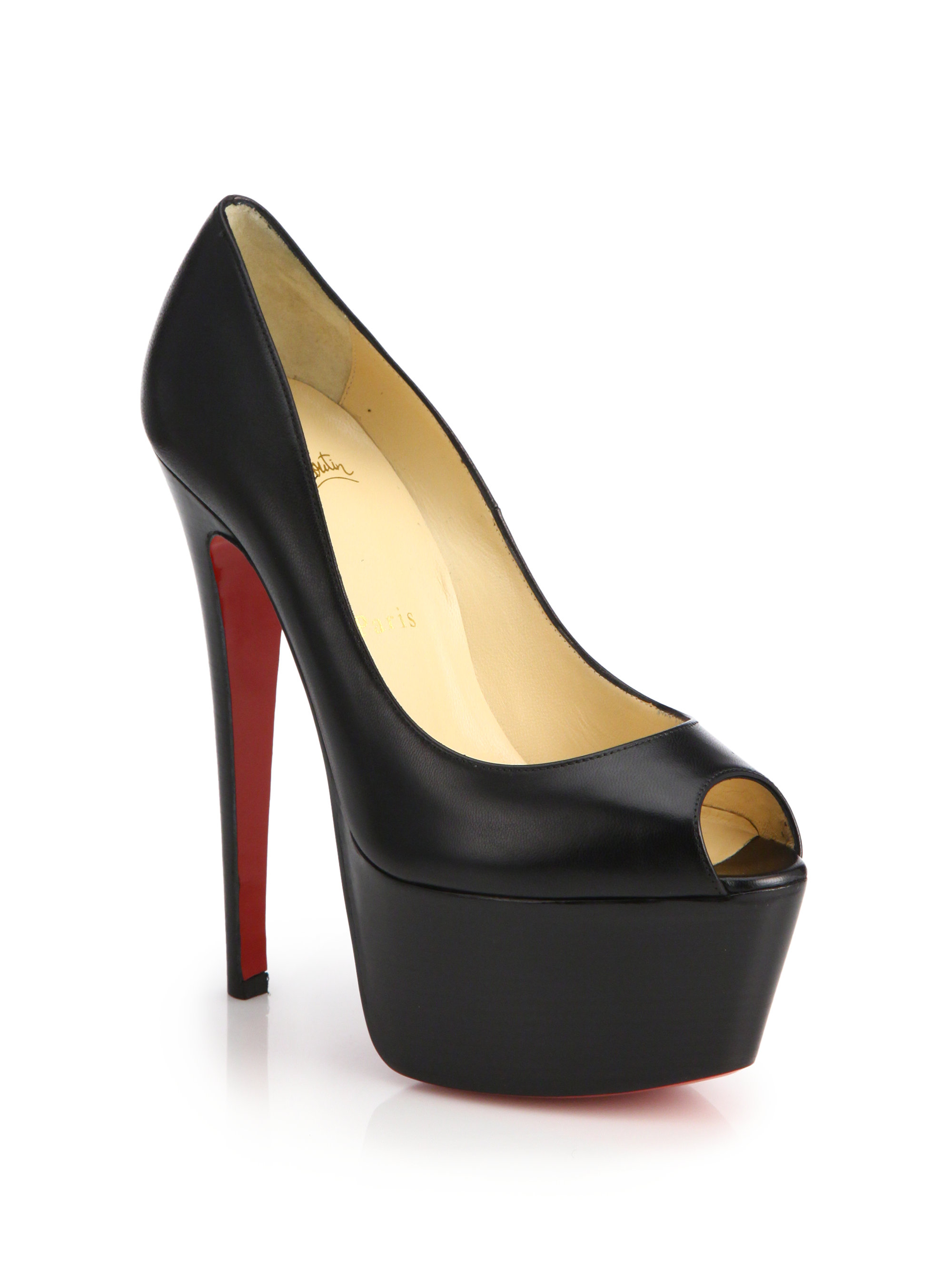 Christian louboutin Jamie Leather Platform Pumps in Black | Lyst