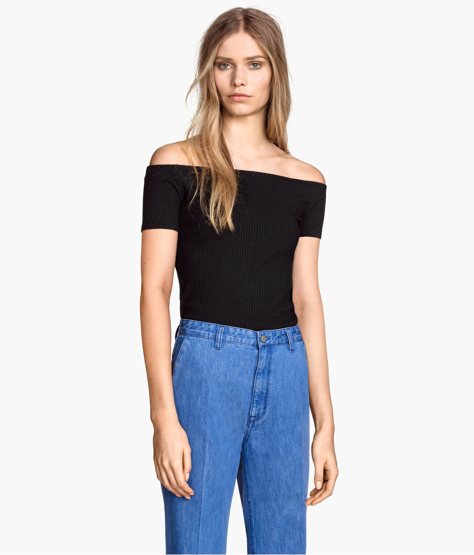 h&m black off the shoulder top