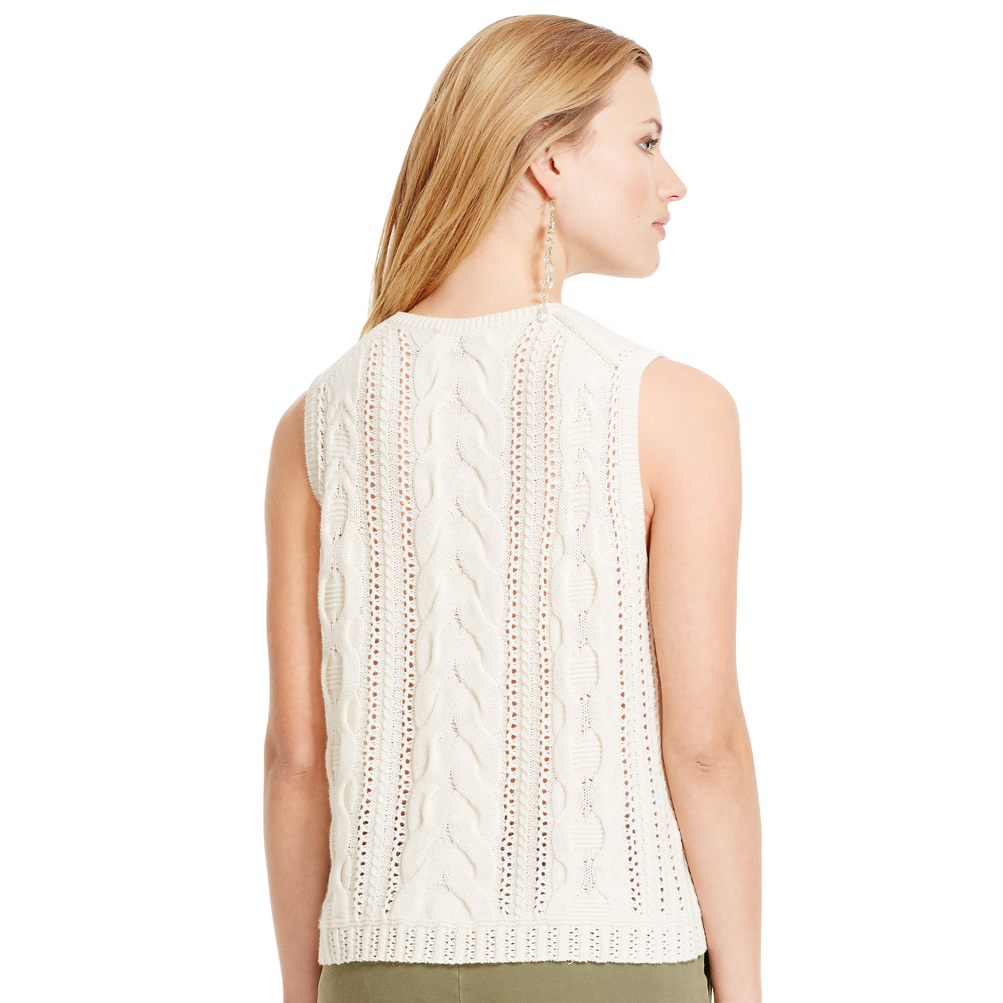 cable knit sleeveless cardigan