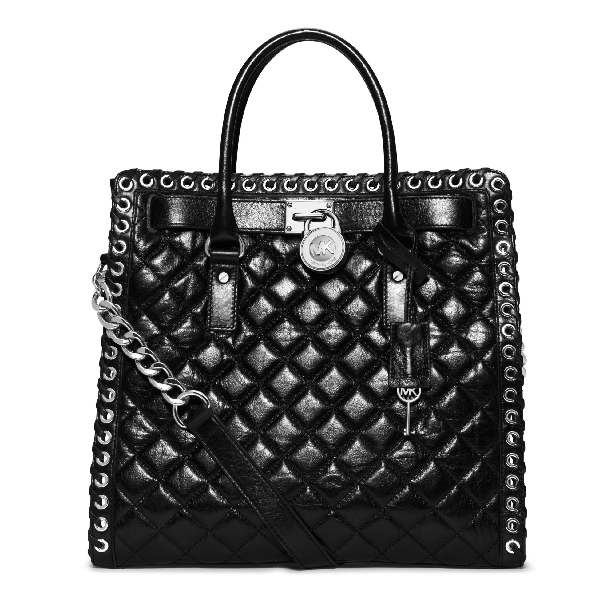 Michael Kors Hamilton Large Grommet Quiltedleather Tote in Black  Lyst
