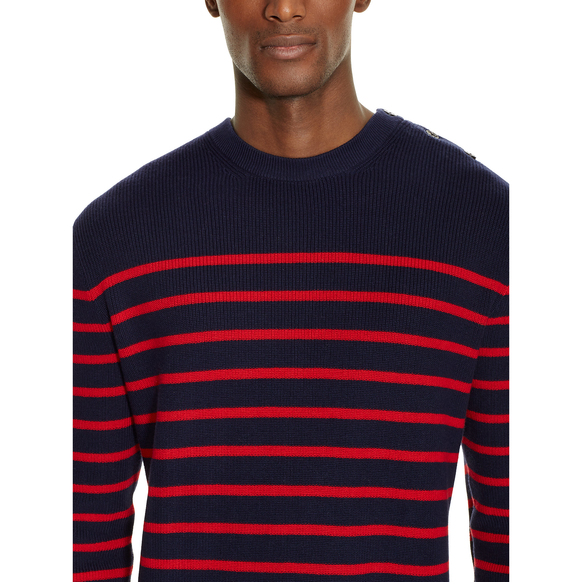 Polo Ralph Lauren Striped Cotton Sweater in Navy w Red (Black) for 