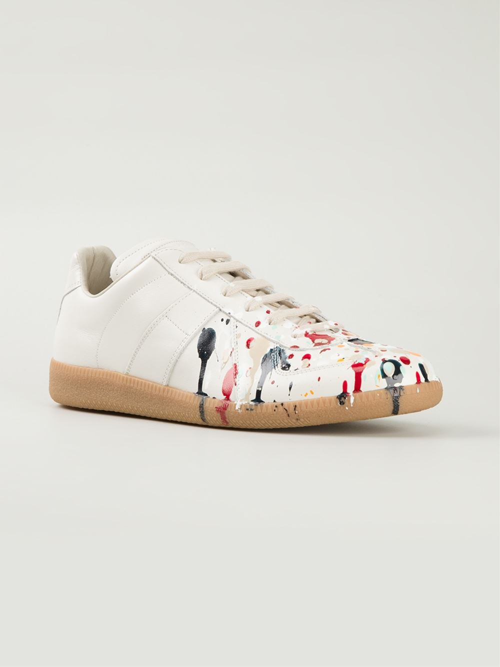 Maison Margiela Paint Splatter Sneakers in White for Men | Lyst