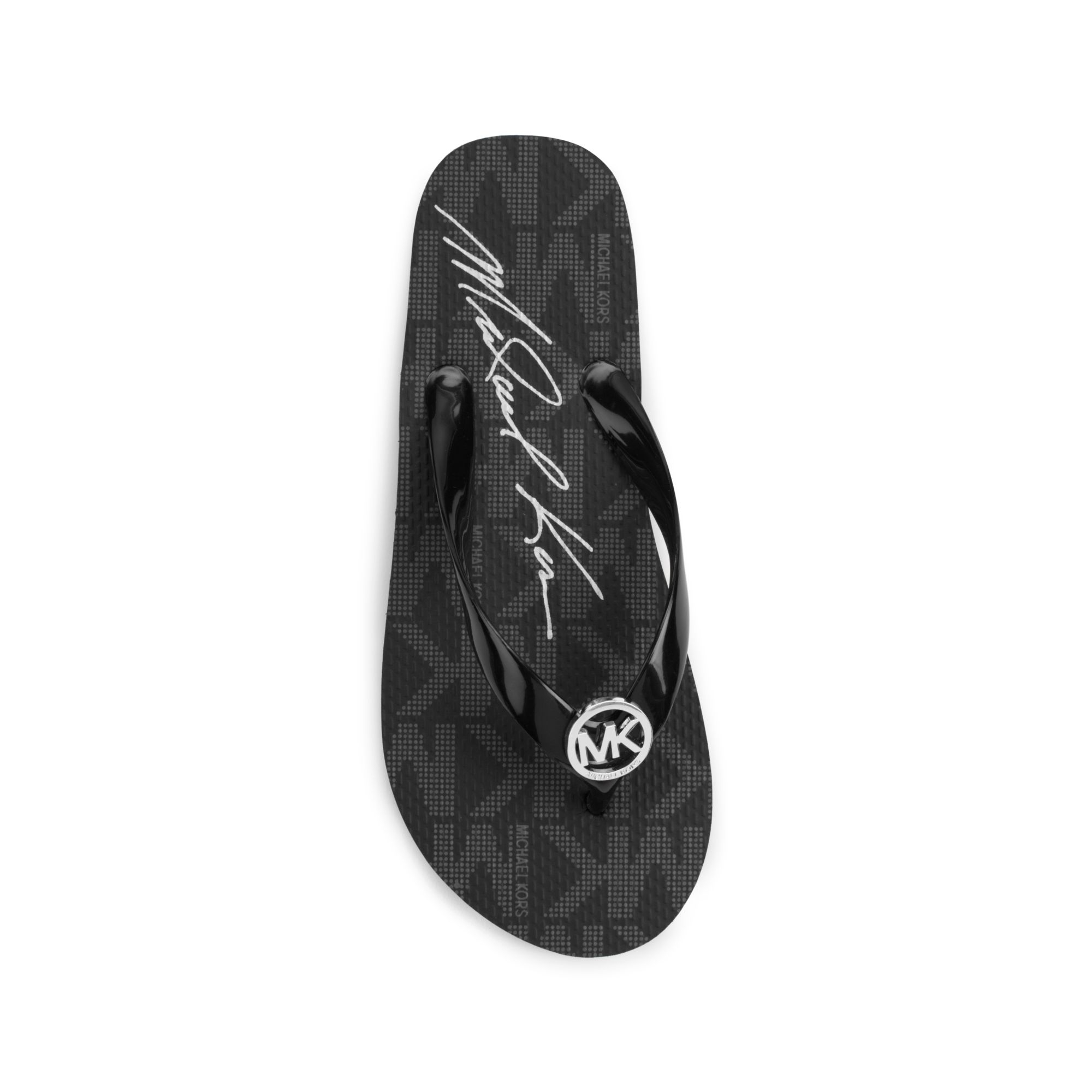 Michael kors Logo Charm Flip-flop in Black | Lyst