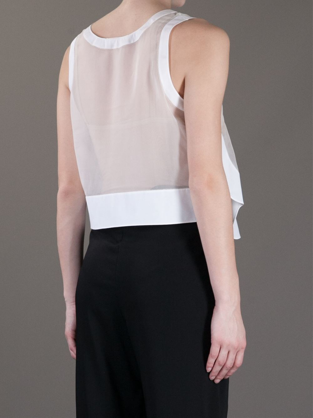 Chloé Sheer Cropped Tank Top in White Lyst