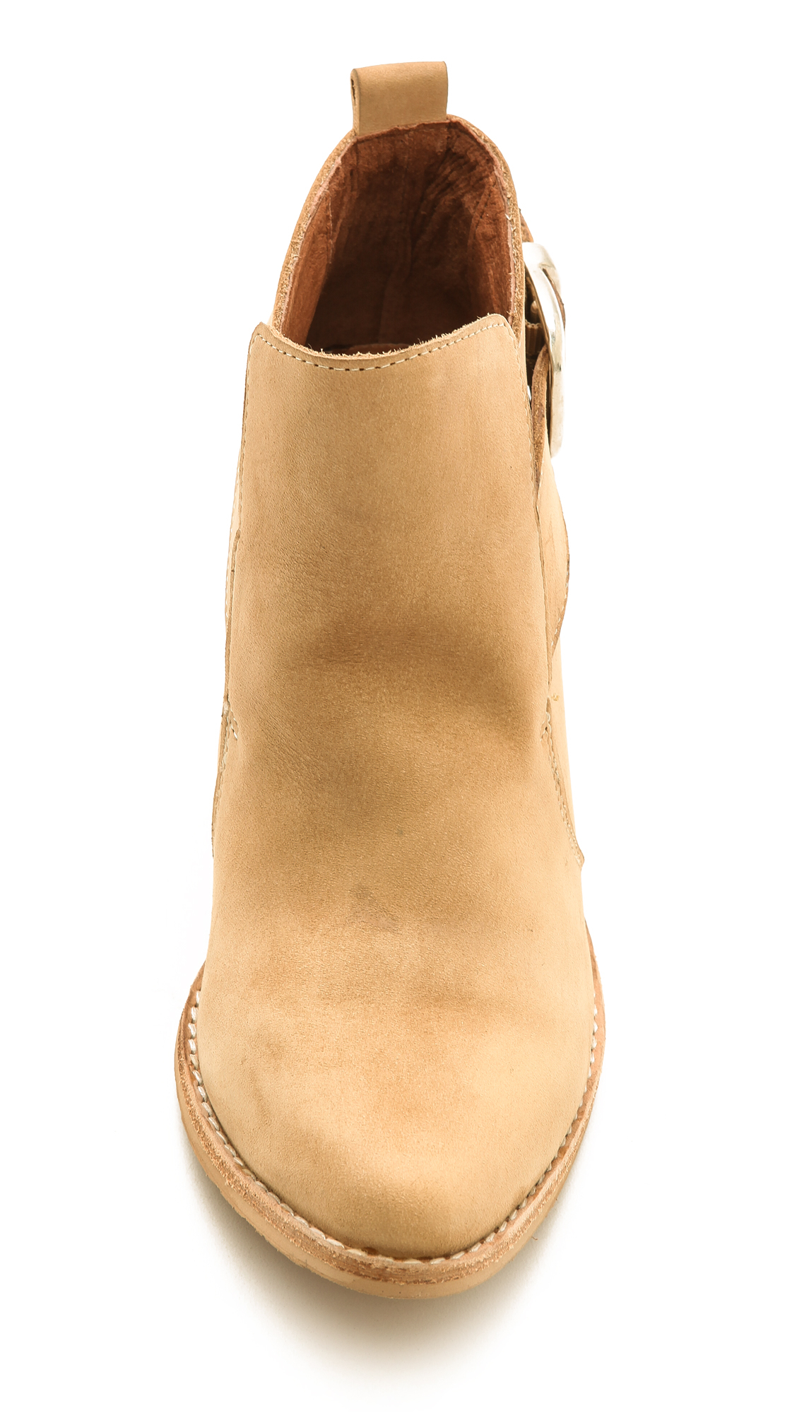 gray buckle booties