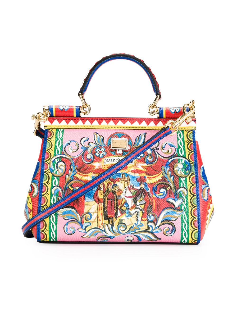 Dolce & Gabbana Carretti Print Miss Sicily Small Handbag - Lyst