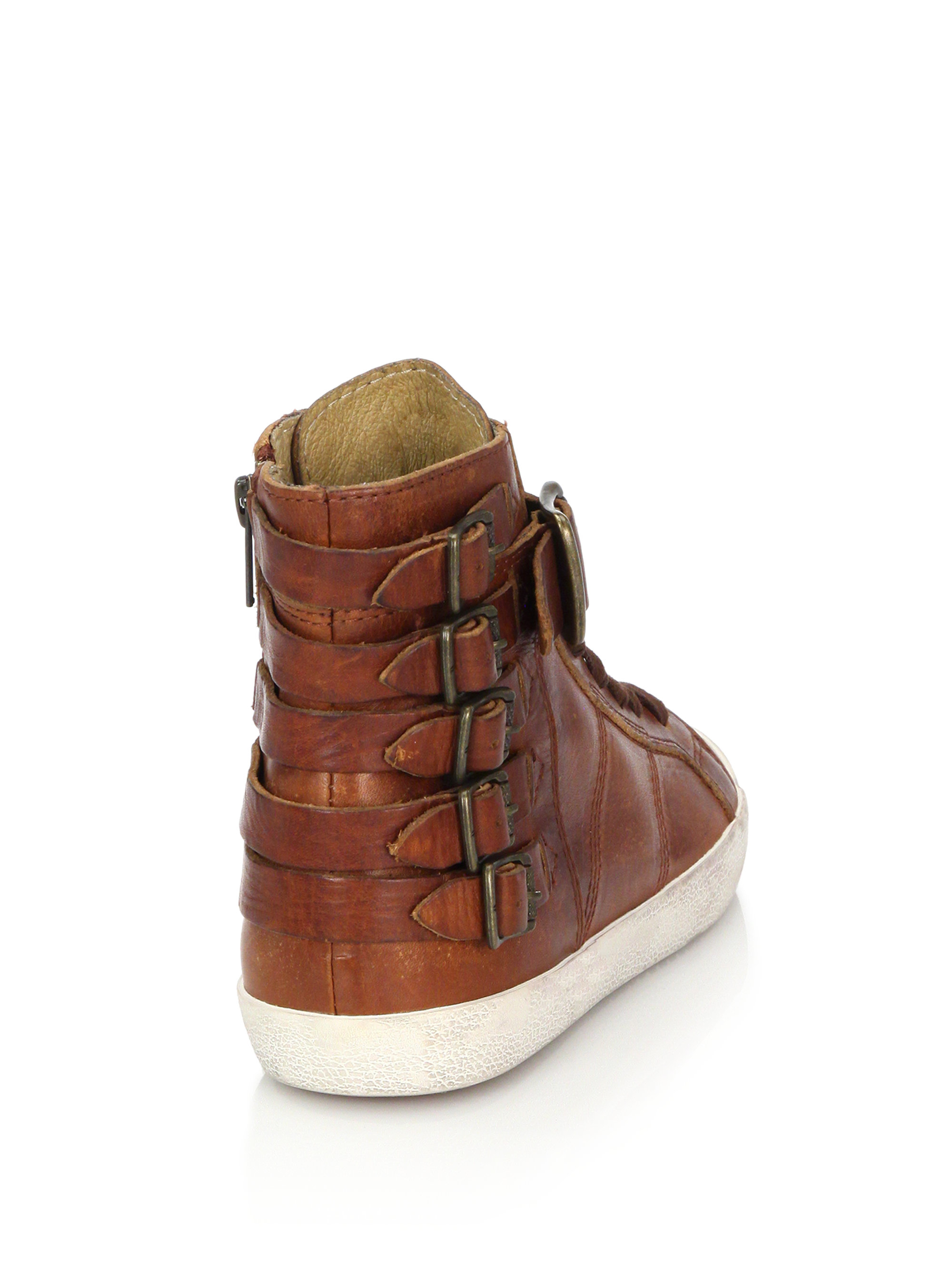 frye leather high top sneakers