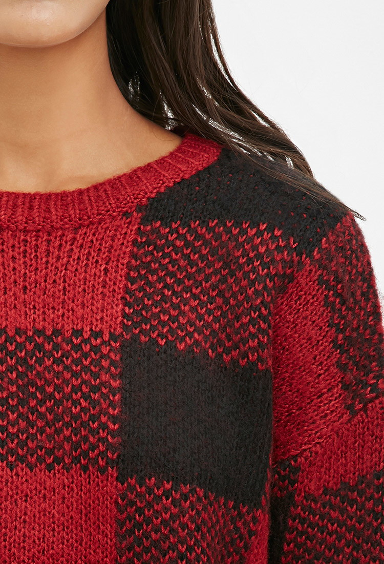 Forever 21 Synthetic Buffalo Plaid Sweater in Black/Red (Red) - Lyst