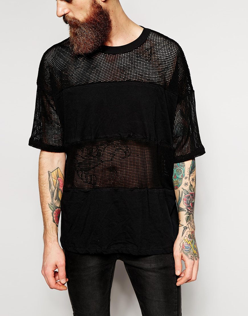 American Apparel Oversized Waffle Mesh T-shirt in Black for Men | Lyst
