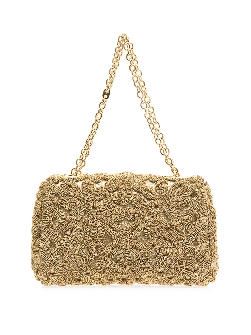 Dolce & Gabbana Lace Lurex Embroidery Shoulder Bag in Gold (Metallic ...