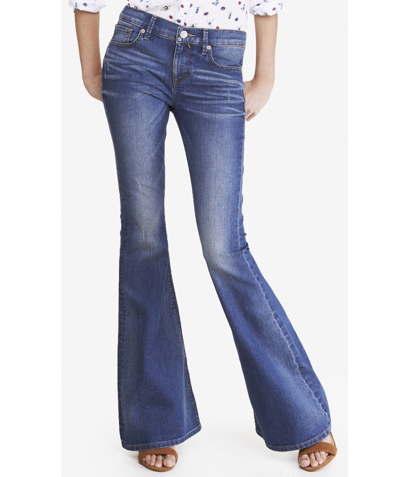 express bell flare mid rise jeans