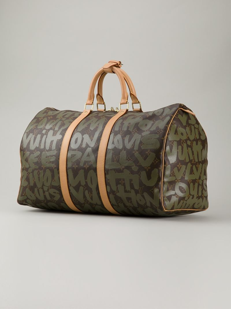 Louis Vuitton Leather &#39;sprouse Keepall 50&#39; Bag in Green - Lyst