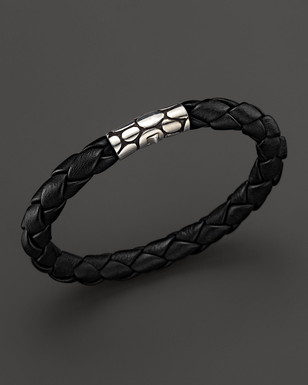 John Hardy Men'S Kali Silver Black Woven Leather Bracelet in Black for ...