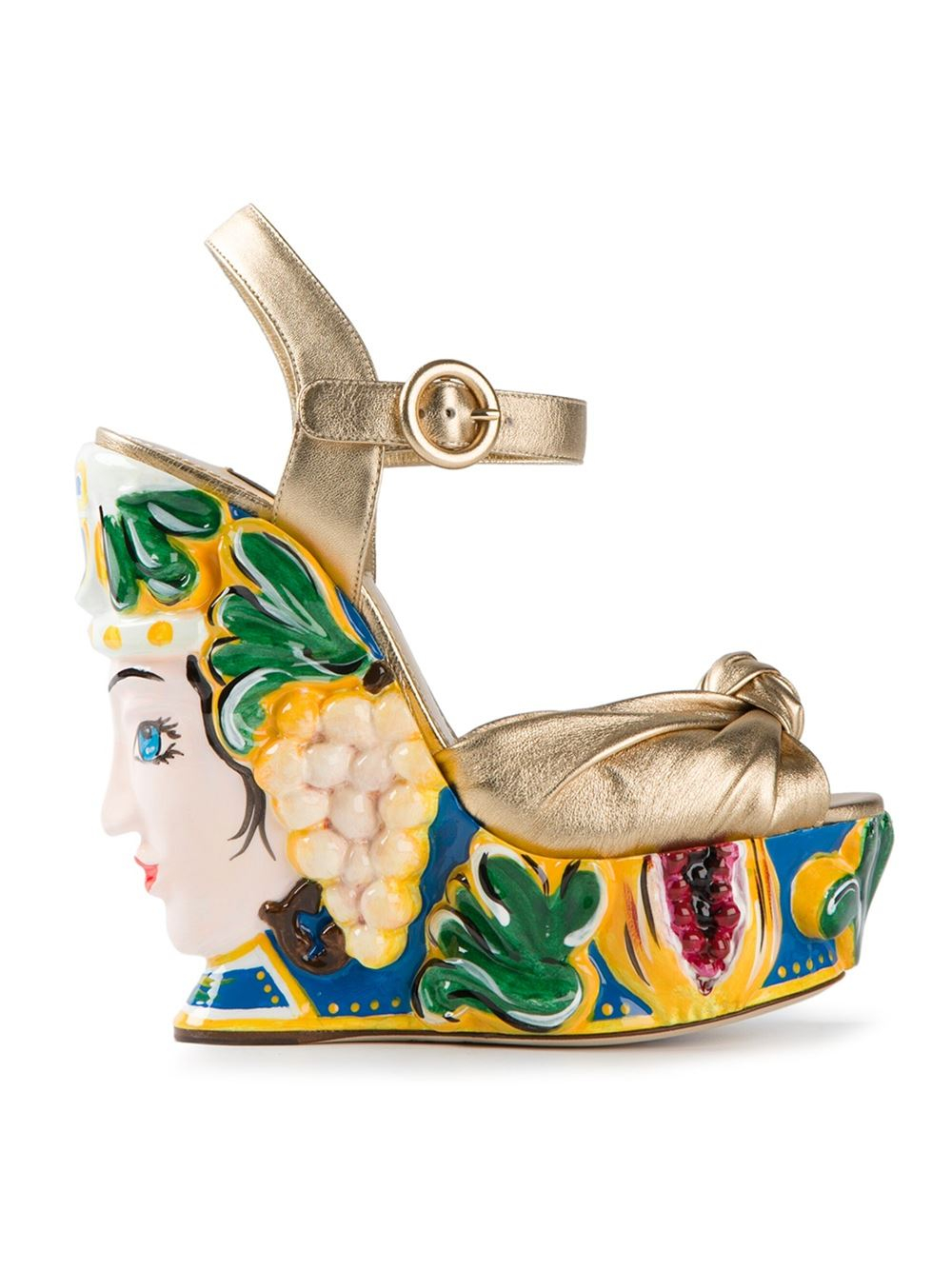 Dolce & Gabbana Gold Crystal Floral Decor Heels Sandals Shoes – Paris Deluxe