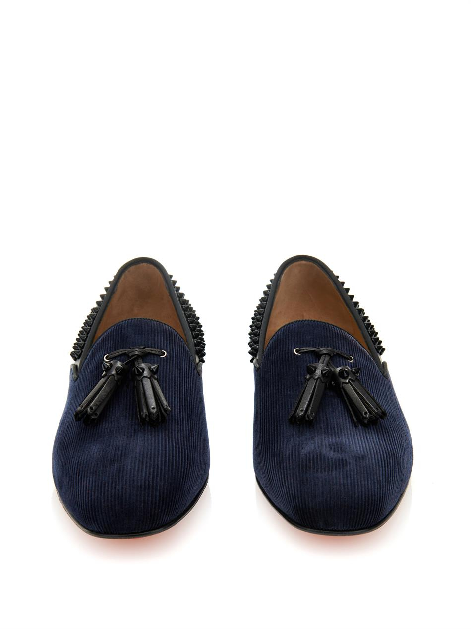 Christian louboutin Tassilo Studded Loafers in Blue for Men | Lyst