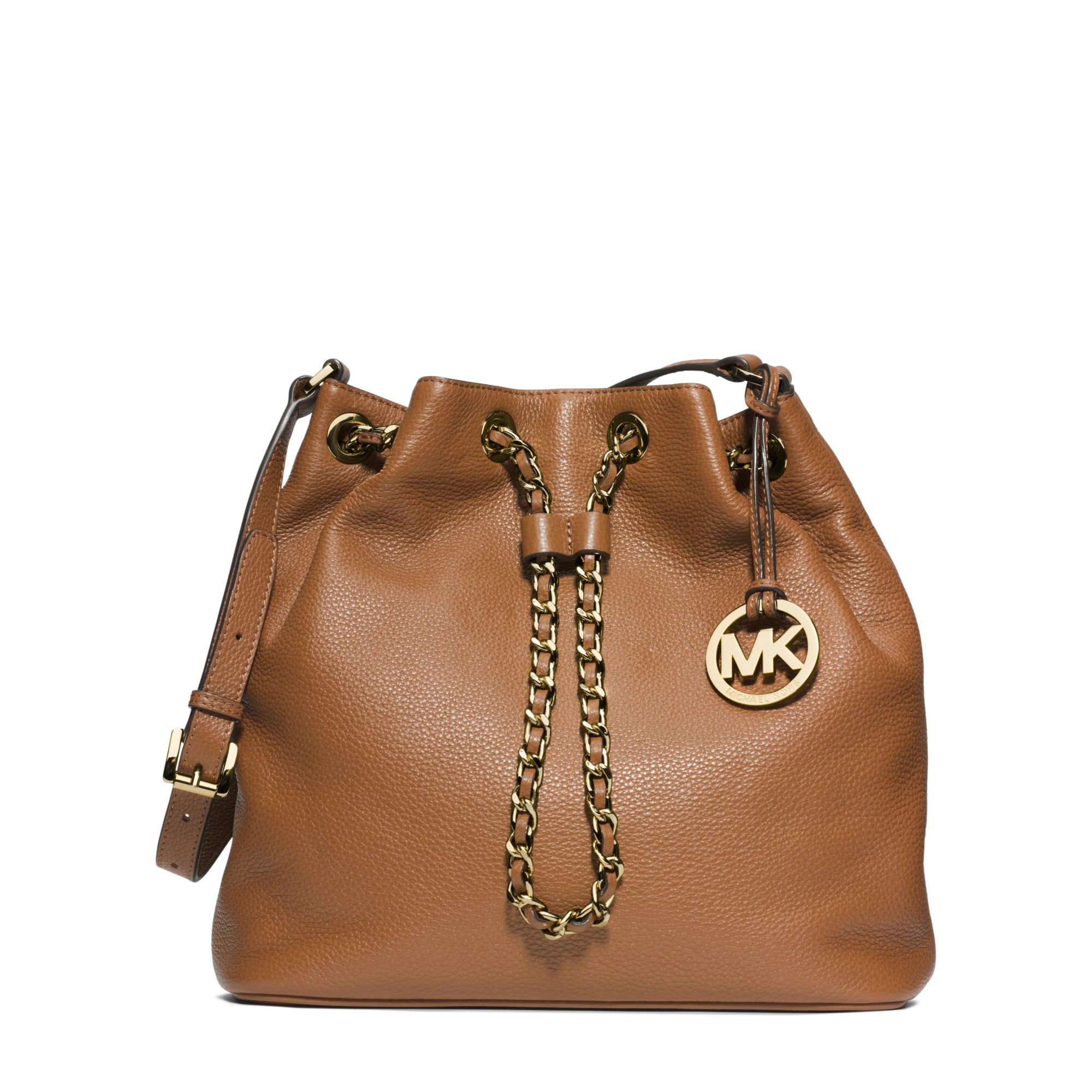 Lyst Michael Kors Frankie Drawstring Leather Shoulder Bag in Brown