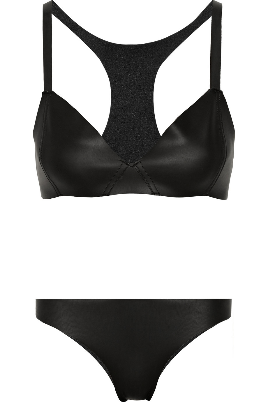 Mikoh Swimwear Trestles Racerback Rubberized Neoprene Bikini in Black ...