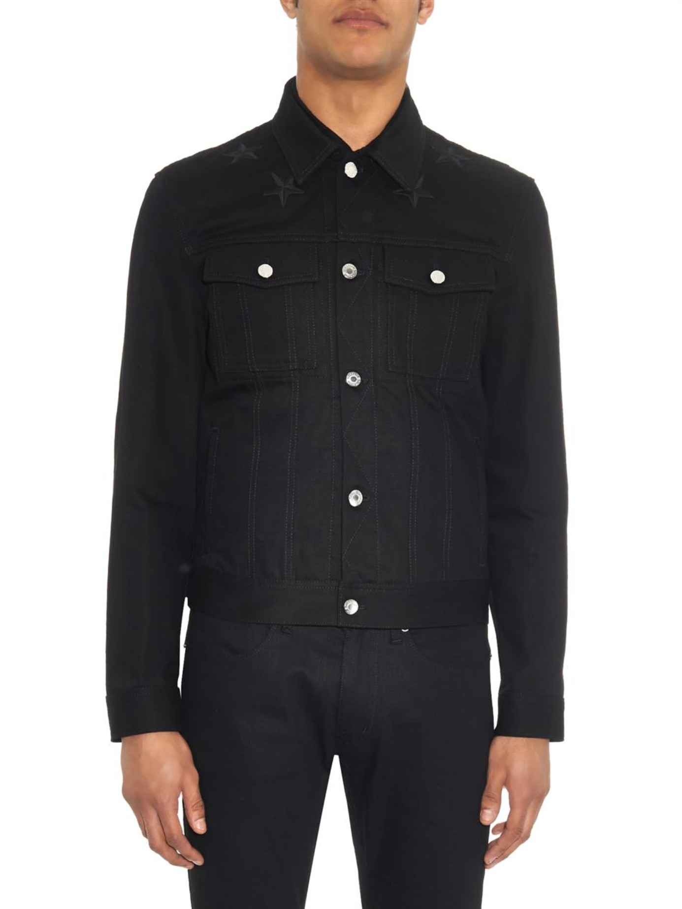 Givenchy Embroidered-Stars Denim Jacket in Black for Men | Lyst