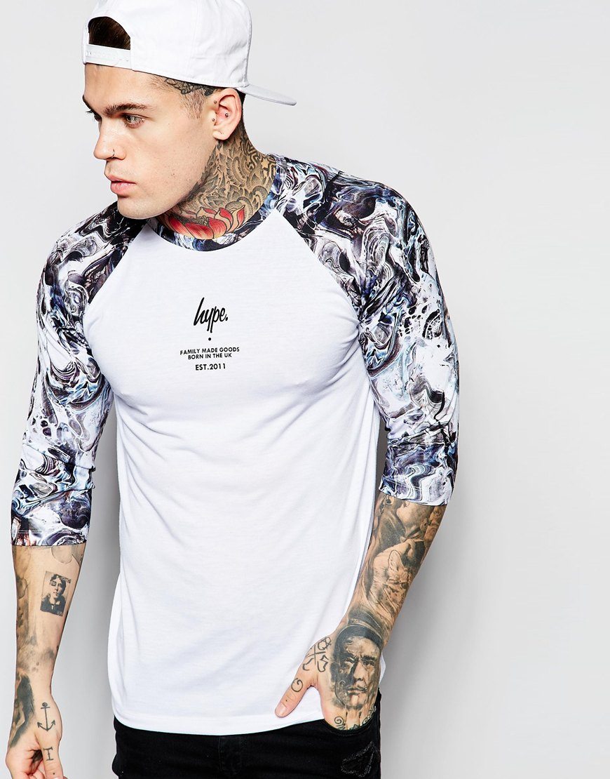 Download Hype 3/4 Sleeve Raglan T-shirt With Marble Print Sleeve in ...