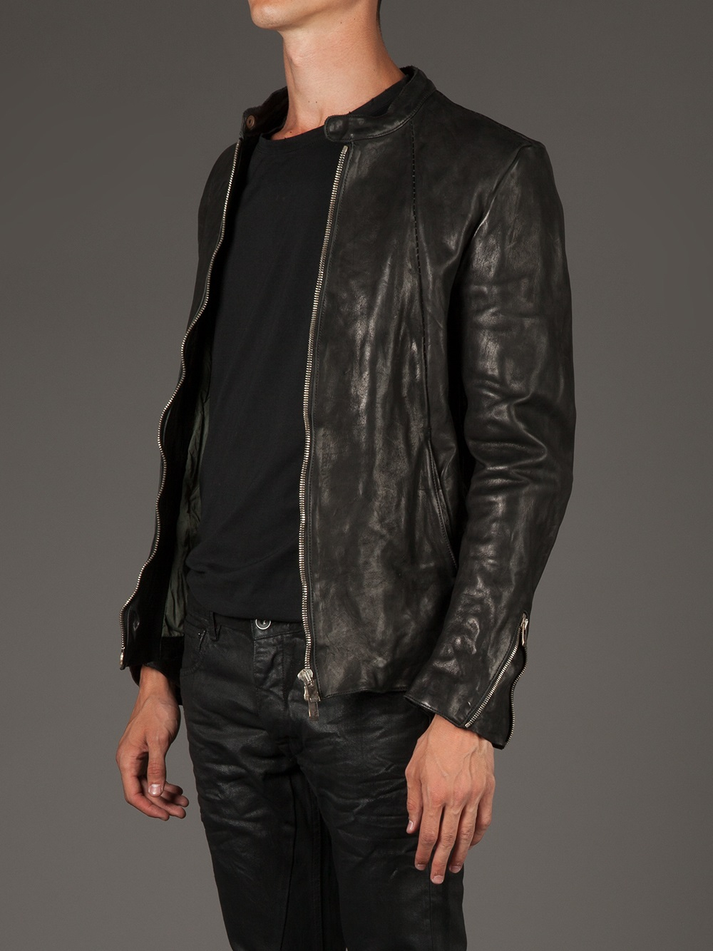Incarnation Washed Leather Jacket in Black for Men - Lyst