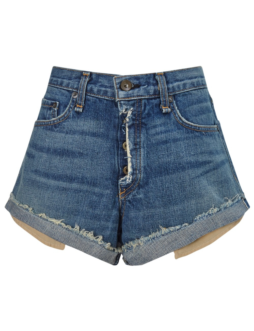 Rag & Bone Blue Button Fly Denim Shorts in Blue | Lyst