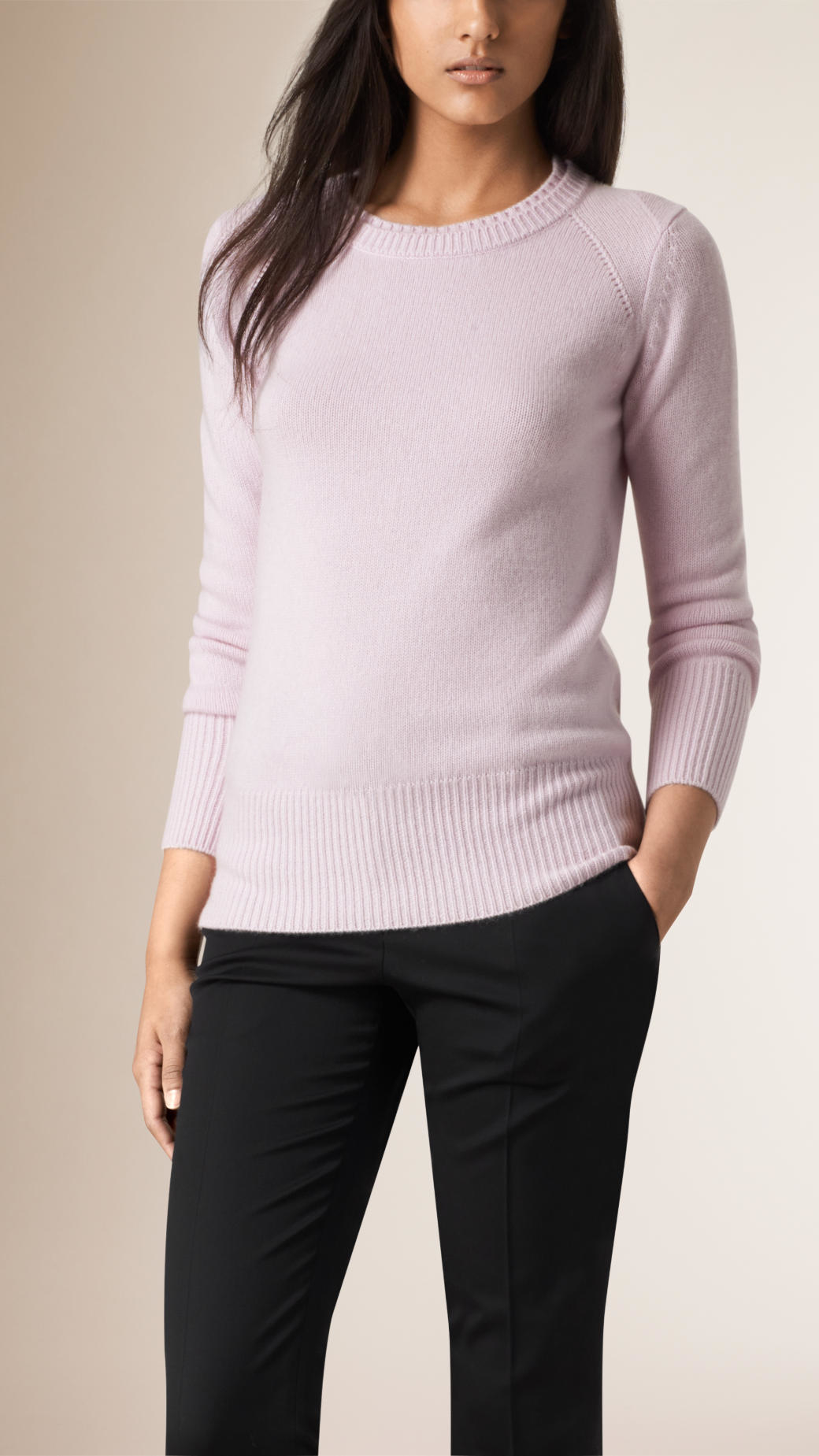 Lyst - Burberry Crew Neck Cashmere Sweater Pale Orchid in Purple