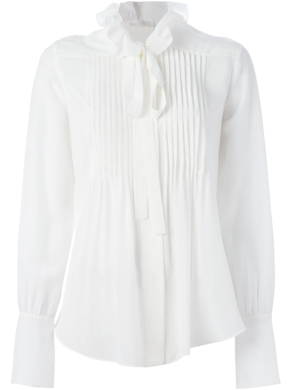 Chloé Pleated Blouse in White | Lyst