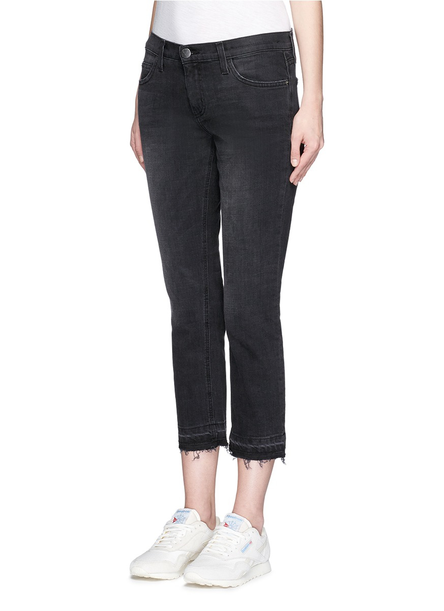 black cropped straight jeans