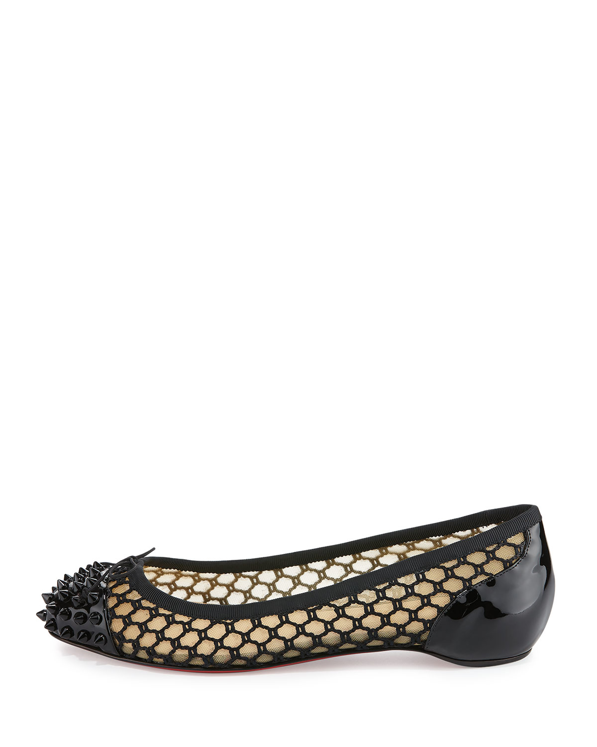 best replica shoes - Christian louboutin Mix Knotted-Mesh Ballet Flats in Black | Lyst