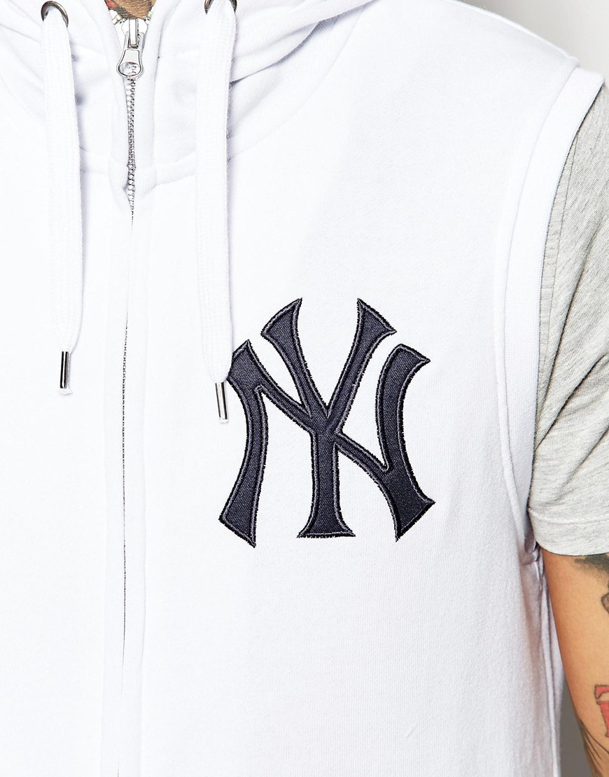 Majestic New York Yankees Zip Up Sleeveless Hoodie in Blue for Men