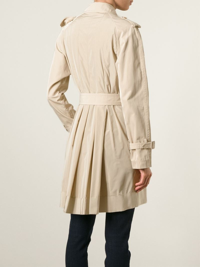 Moncler Double Breasted Trench Coat in Natural - Lyst