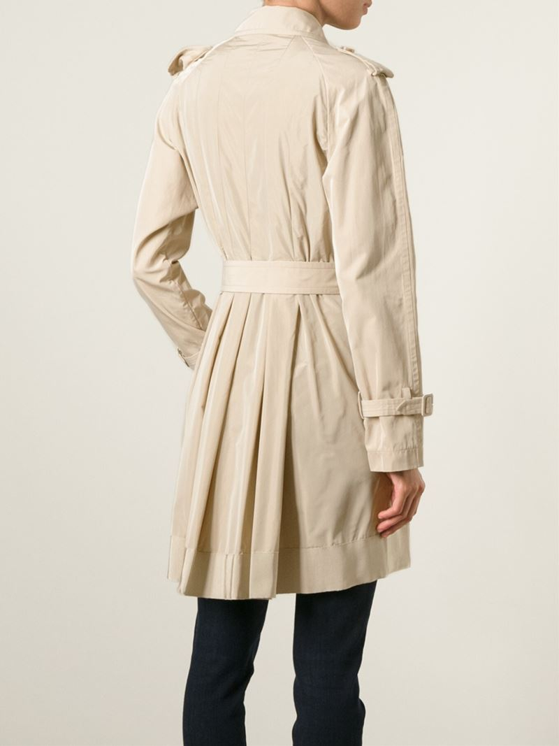 Moncler Double Breasted Trench Coat in Natural Lyst