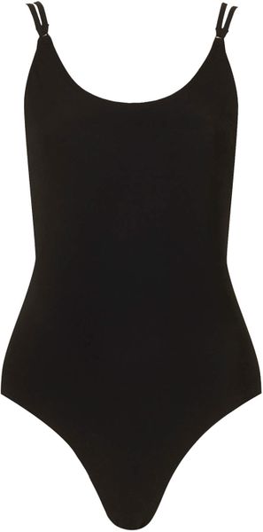Topshop Black Lattice Ring Swimsuit in Black | Lyst