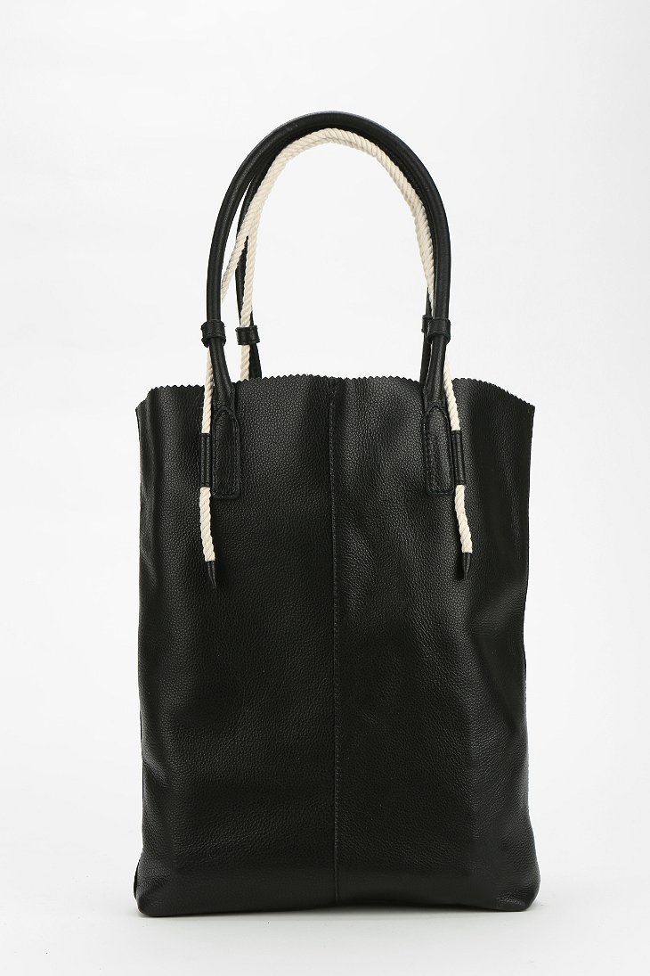 Lyst Urban Outfitters Leather Rope Tote Bag in Black