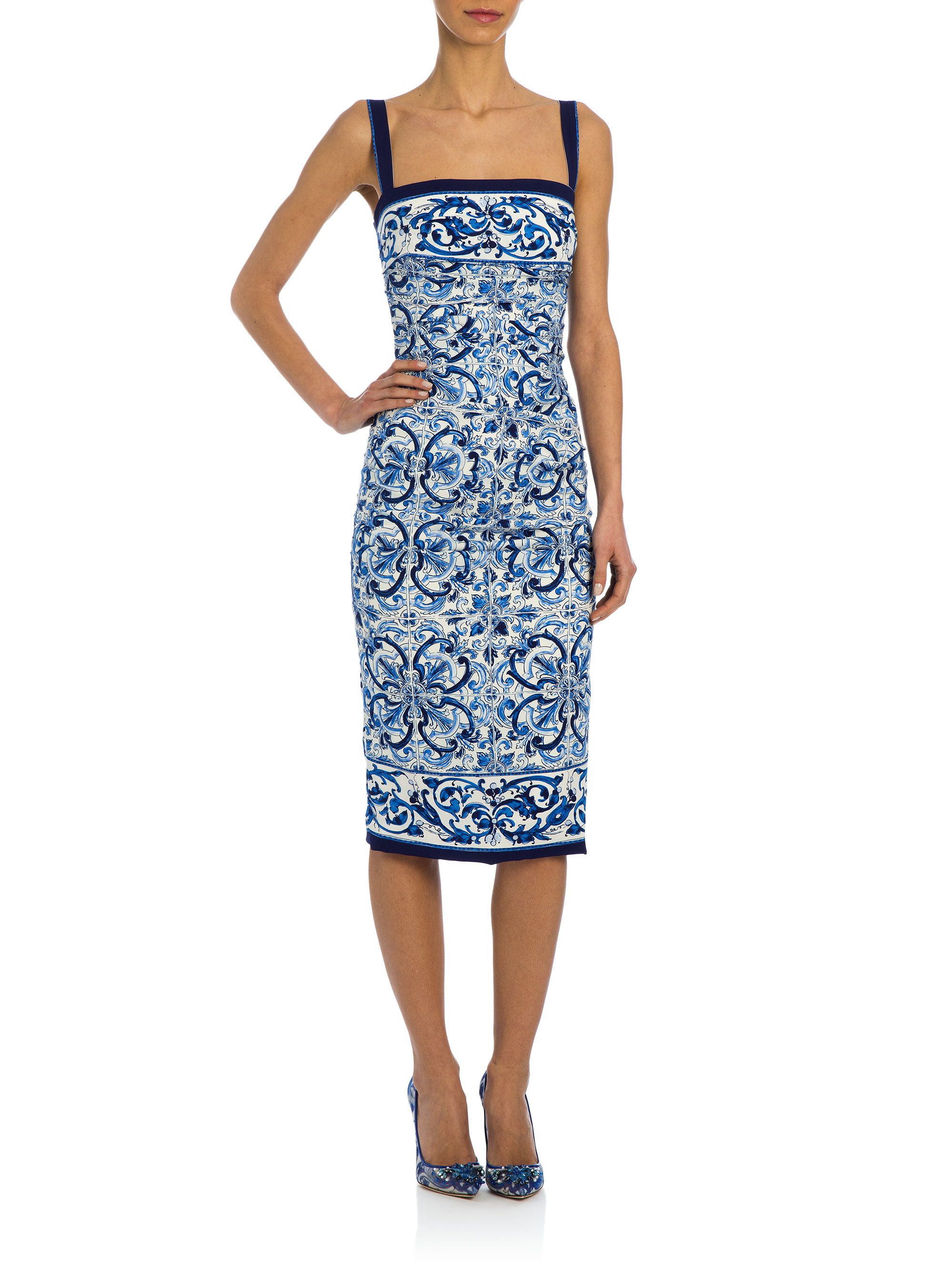 lyst dolce gabbana tile print ruched stretch silk charmeuse dress in white lyst dolce gabbana tile print ruched stretch silk charmeuse dress in white