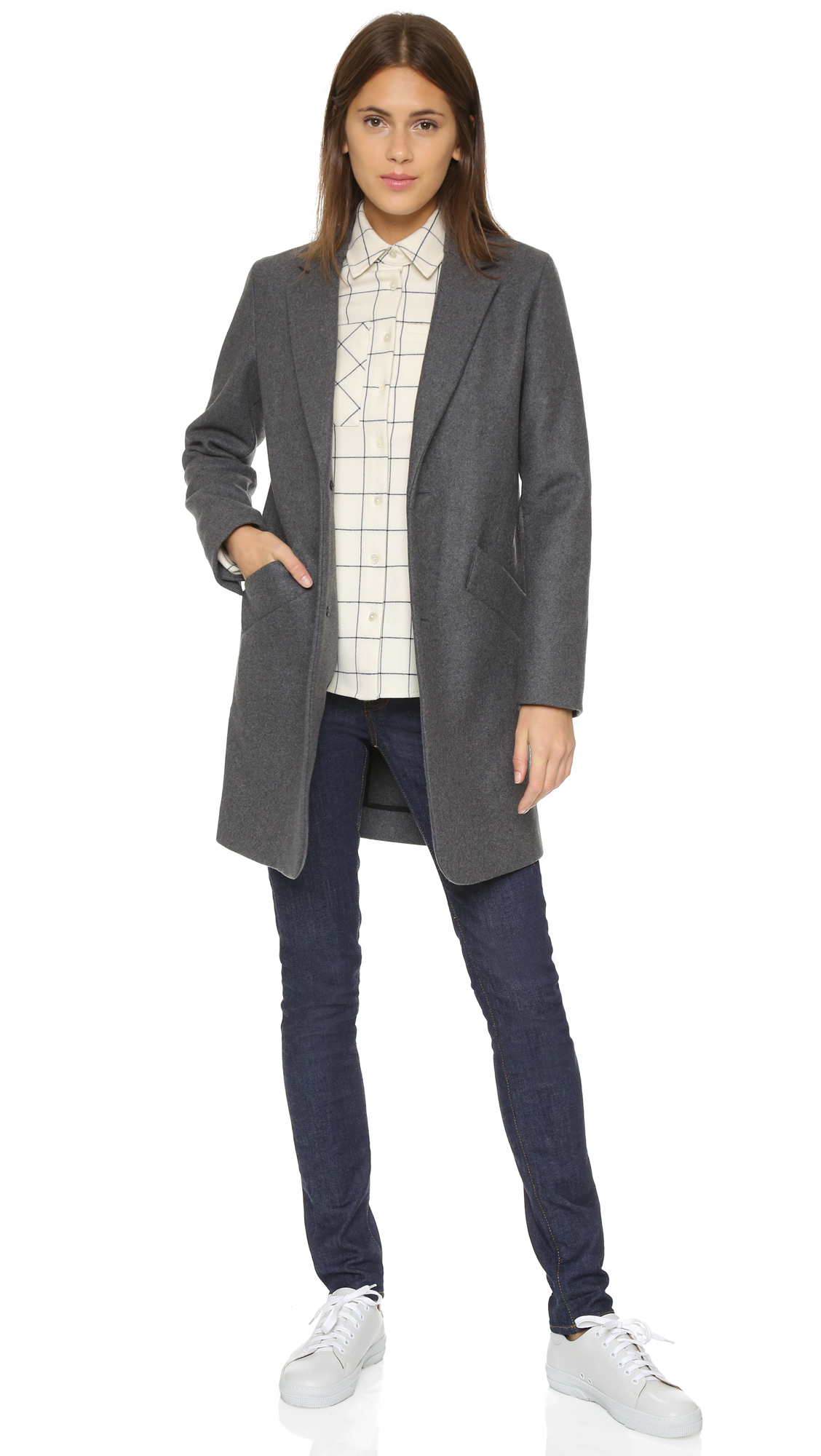 gray long blazer