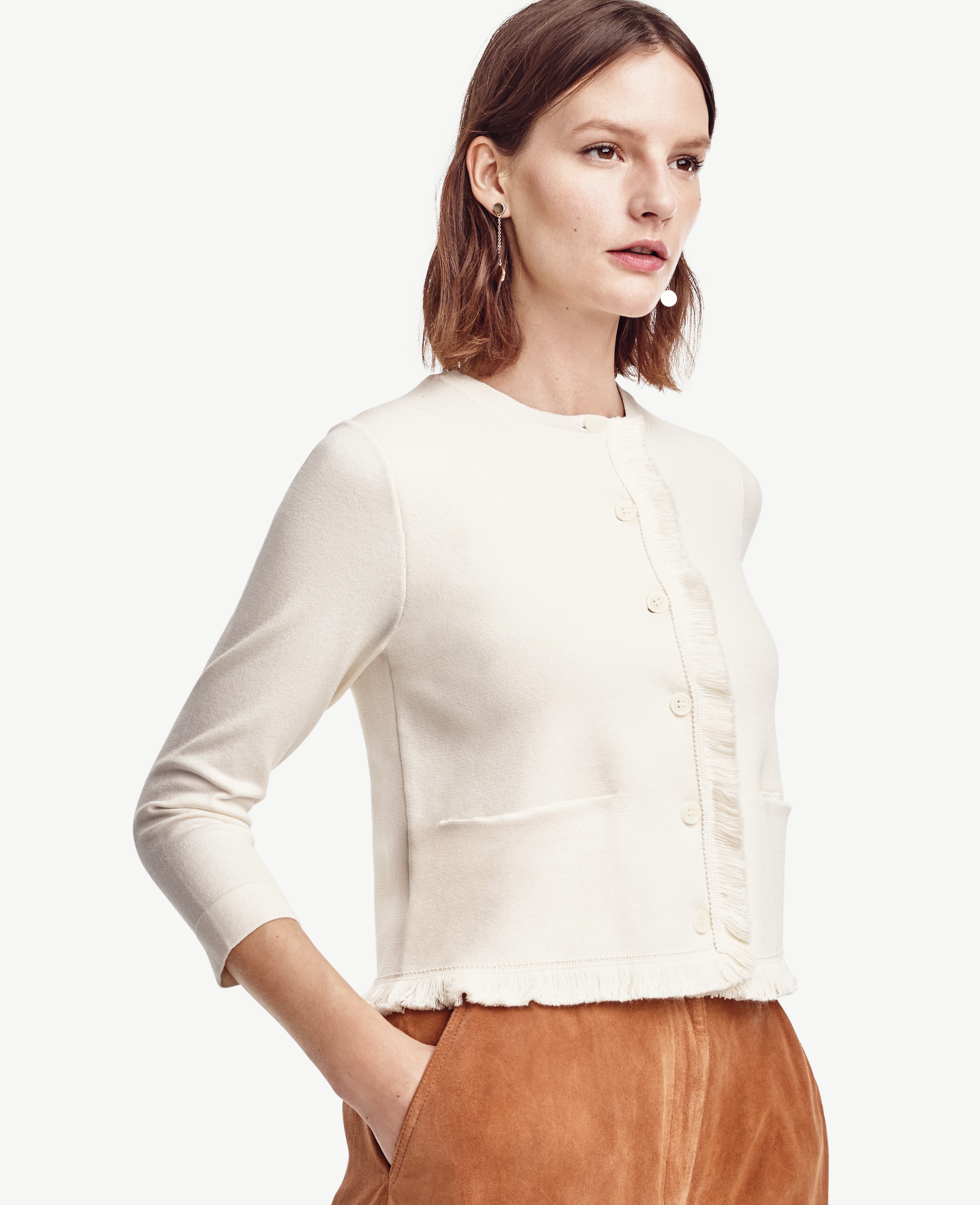 white fringe sweater