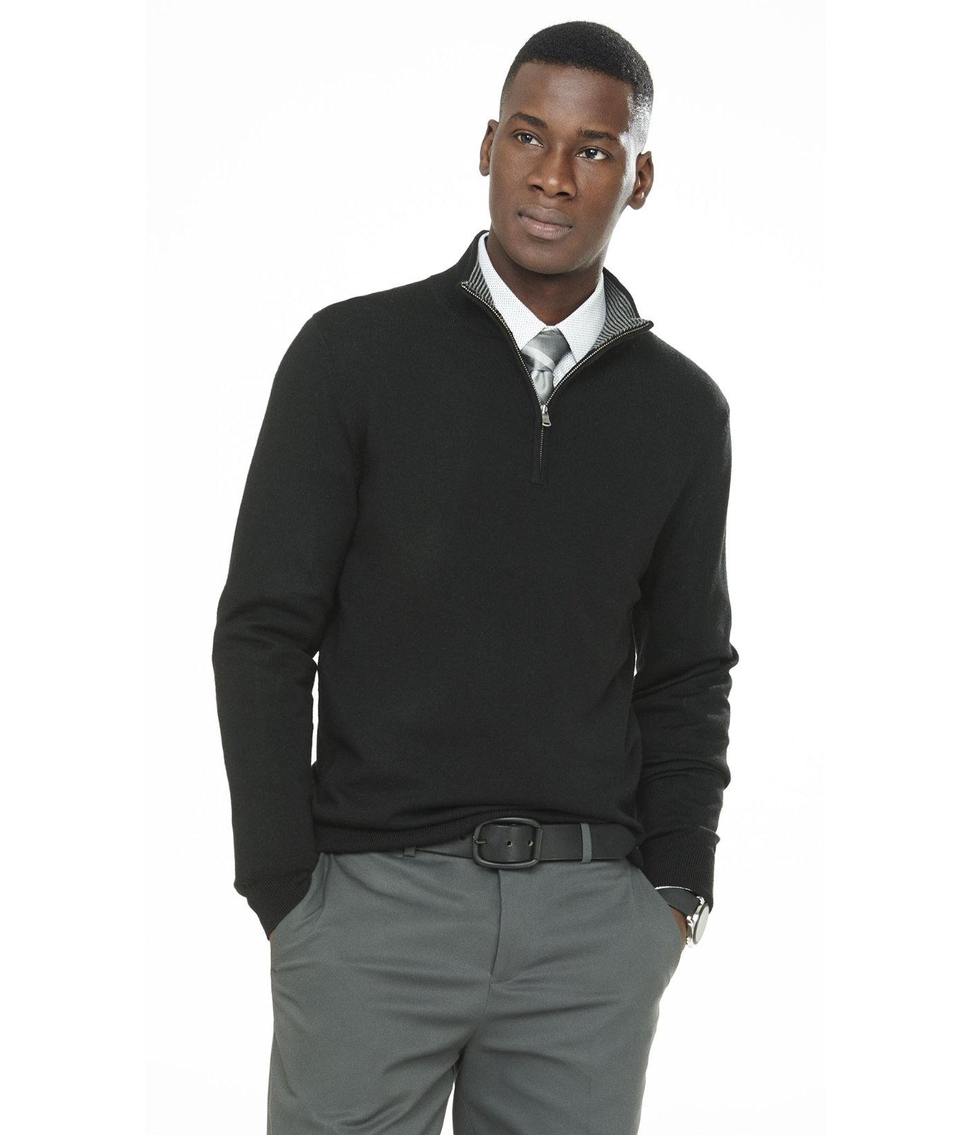 Download Lyst - Express Merino Wool Zip-up Mock Neck Sweater ...