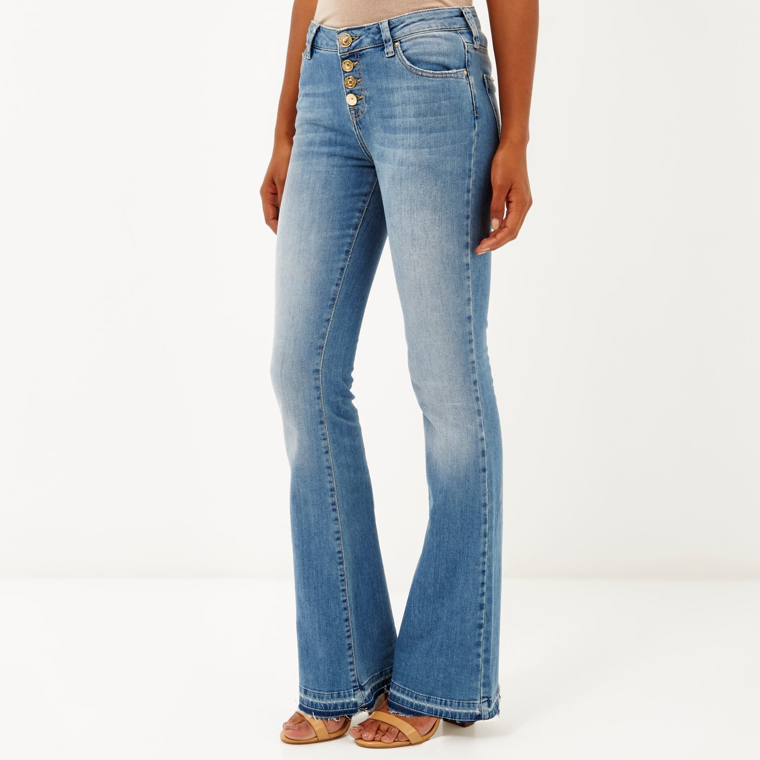 button up flare jeans