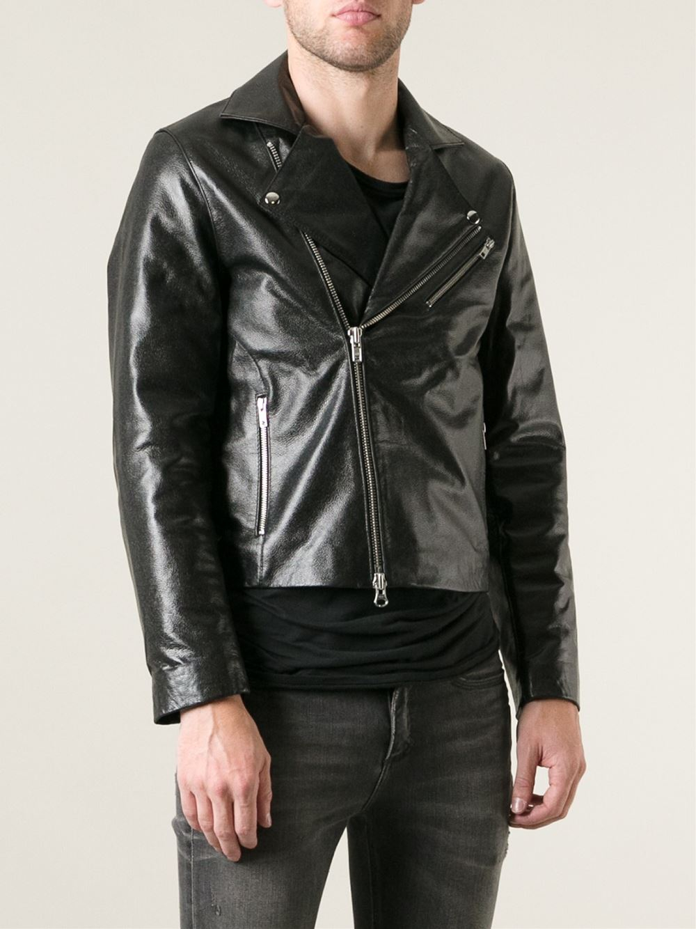 MKI Miyuki-Zoku Leather High Grain Biker Jacket in Black for Men - Lyst