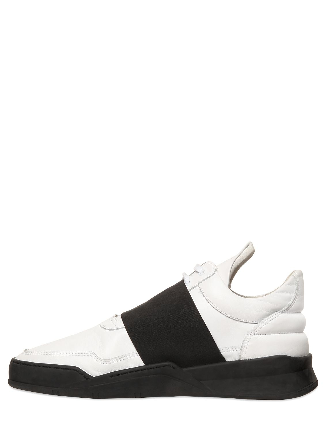 Filling Pieces Elastic Band Leather Sneakers in White/Black (Black) for Men  | Lyst