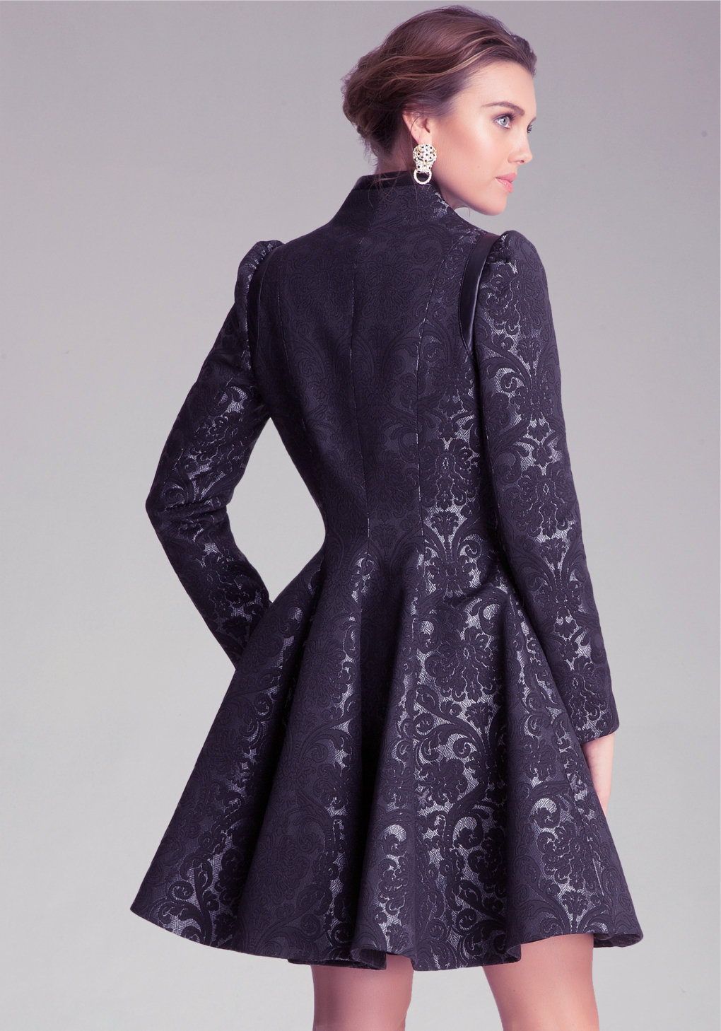 Bebe Rue Puff Sleeve Swing Coat In Black Lyst