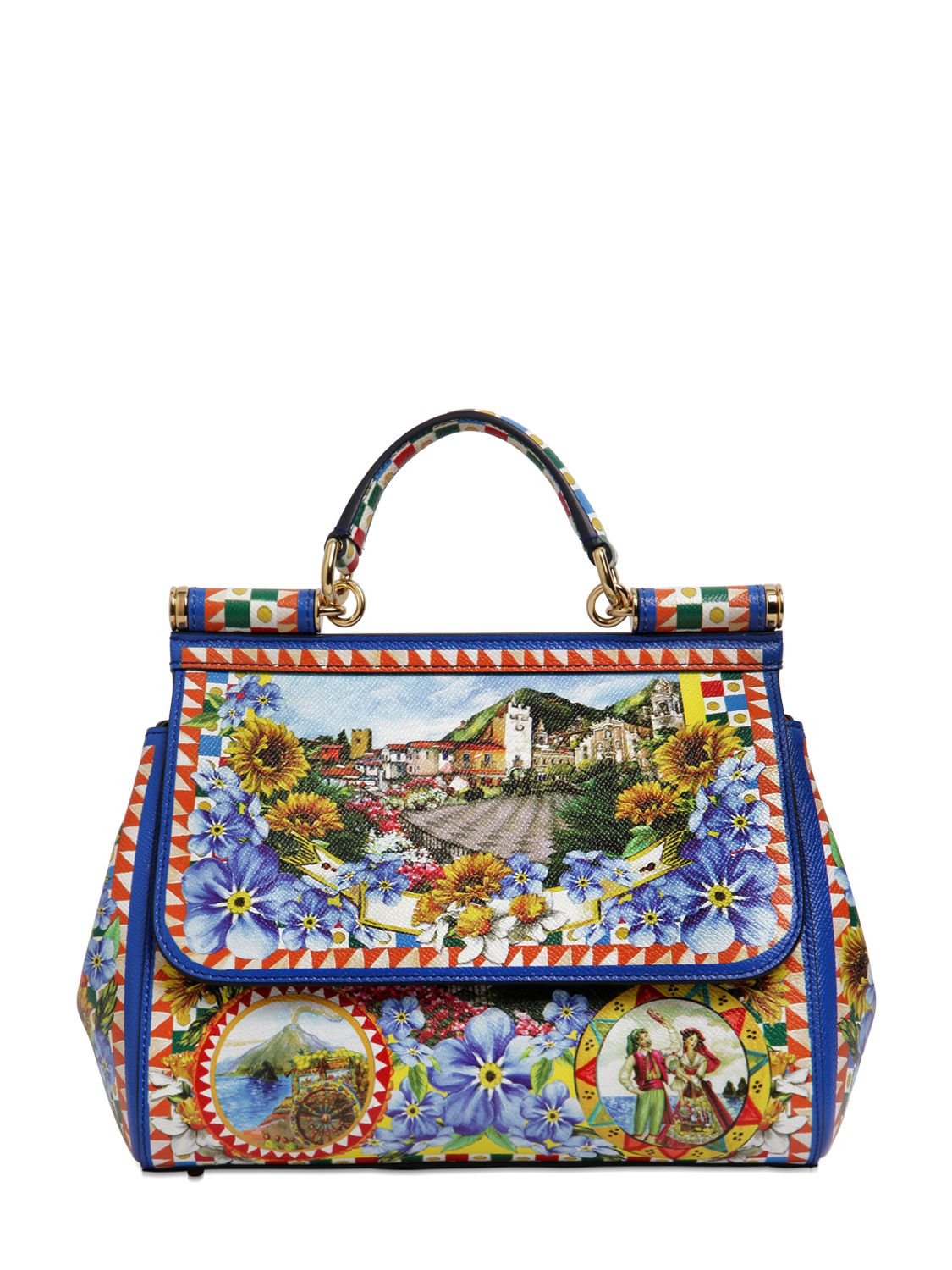 Dolce & Gabbana Medium Sicily Sicilia Print Leather Bag - Lyst