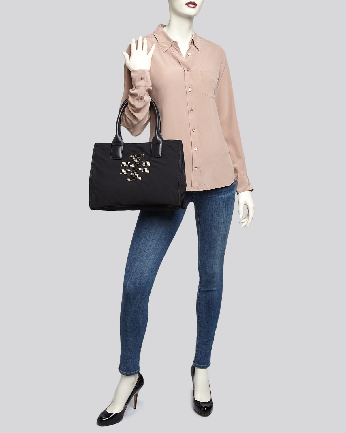 tory burch ella mini tote black