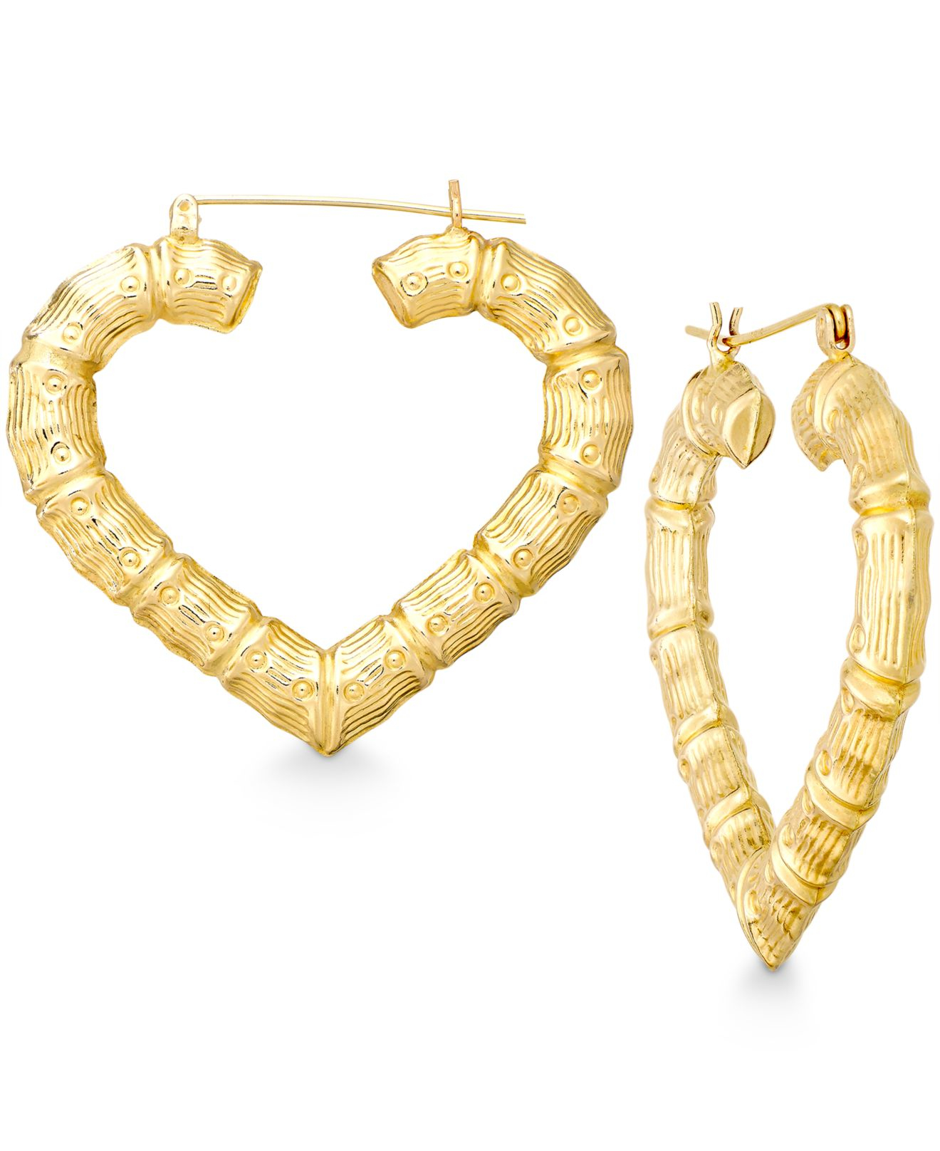 Macy's Bamboo Heart Hoop Earrings In 10k Gold in Metallic Lyst