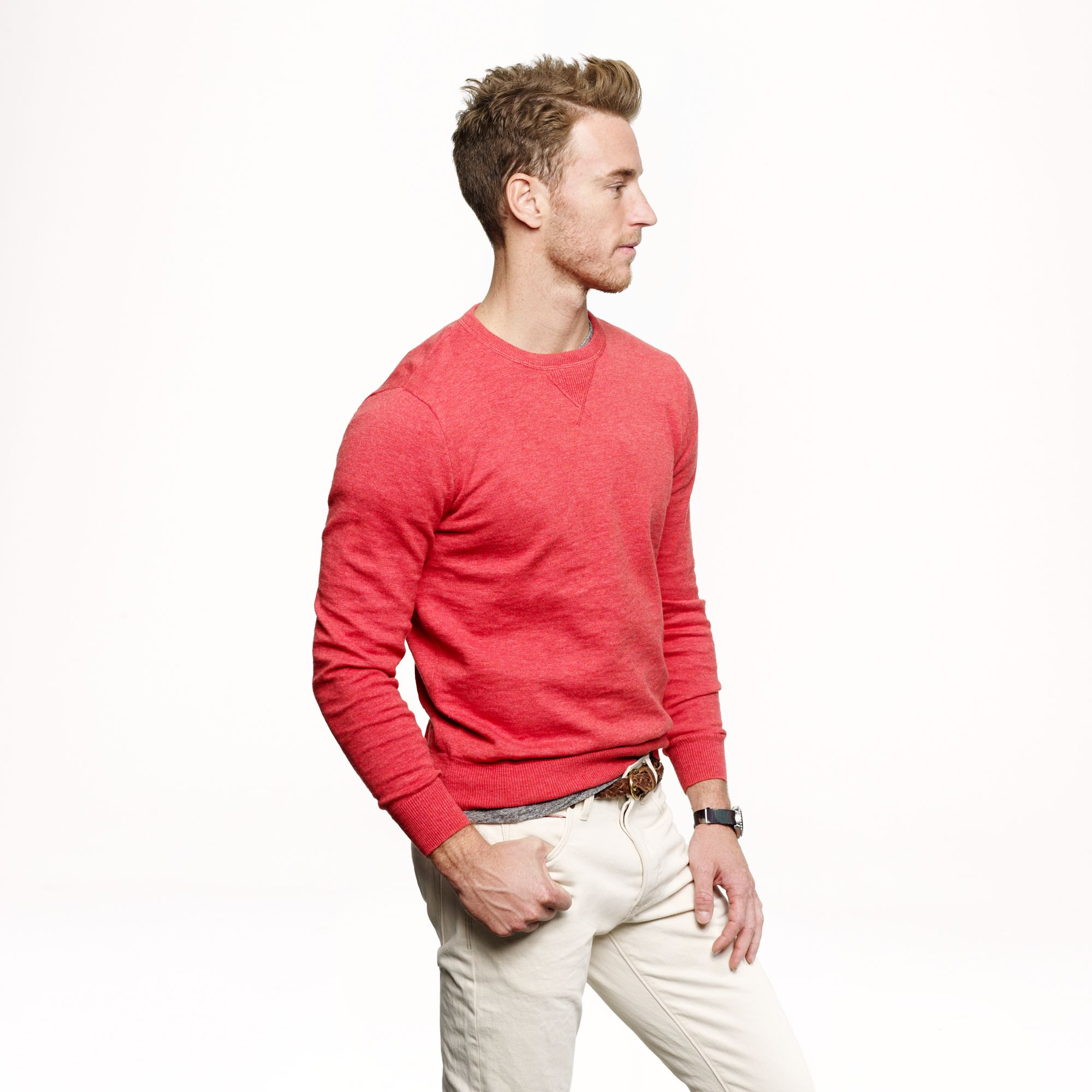 J.Crew Slim Rugged Cotton Sweater in Red for Men Lyst
