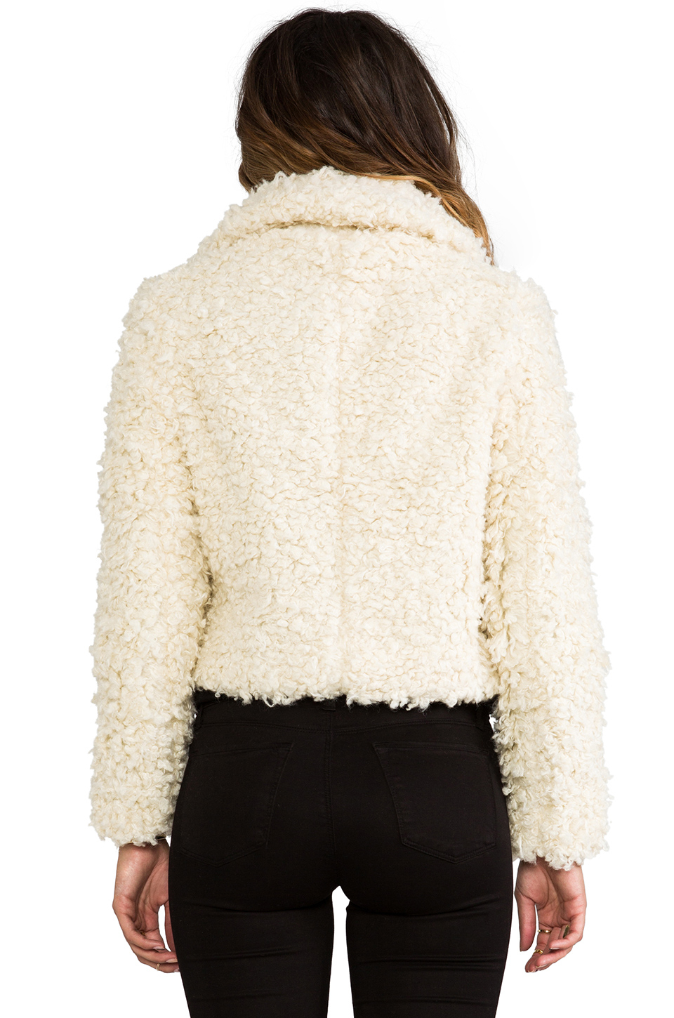 sherpa jacket moto shaggy faux clothing ivory